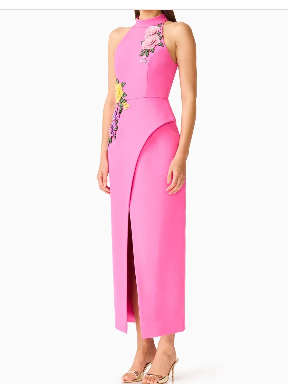 Elliatt Laurentia Halter Maxi Dress in Fuchsia Pink Size Small New